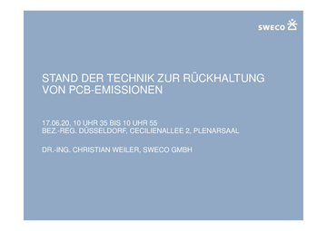 SWECO: STand der Technik zur Rückhaltung von PCB-Emissionen