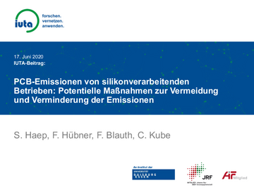 IUTA: PCB-Emissionen von silikonverarbeitenden Betrieben: Potenzielle Maßnahmen zur Vermeidung und Verminderung der Emissionen