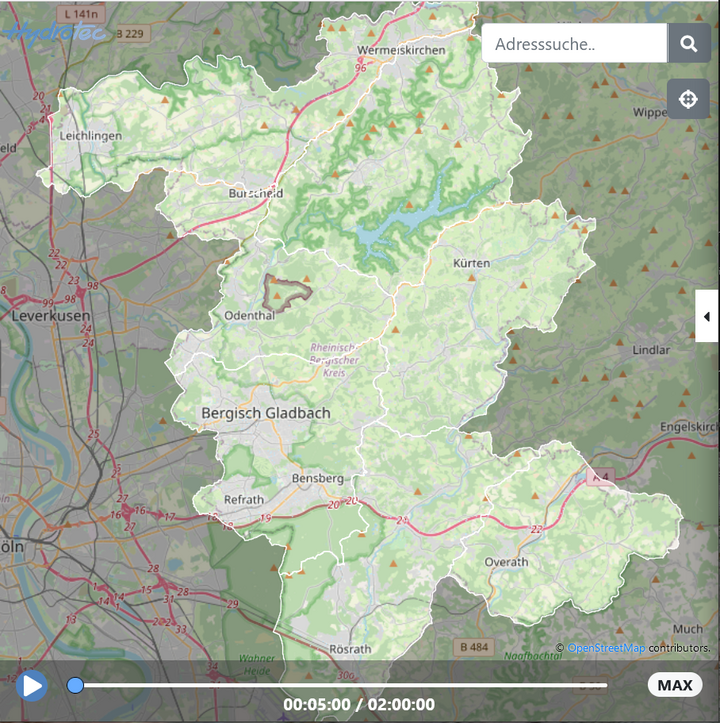 Starkregen Webviewer - Risikokommunikation digital | Hydrotec Ingenieurgesellschaft für Wasser und Umwelt mbH